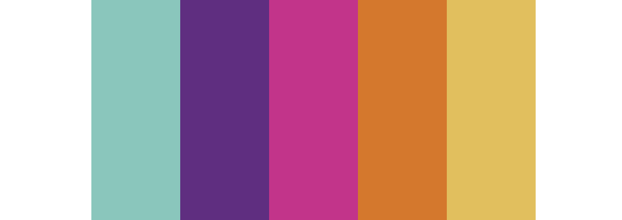 Aqua, Purple, Fuchsia, Orange & Gold wedding color palette