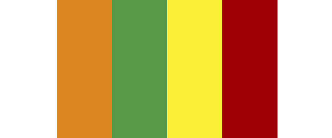 Saffron, Leaf Green, Yellow & Red wedding color palette