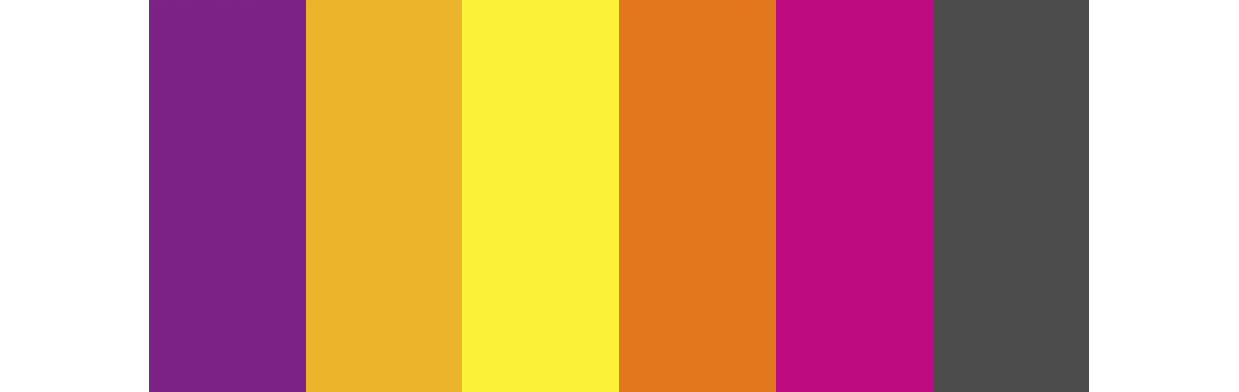 Purple, Marigold, Yellow, Orange, Magenta & Charcoal wedding color palette