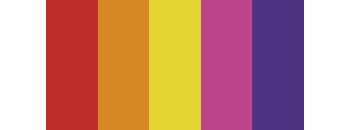 Red, Ochre, Yellow, Magenta & Indigo wedding color palette