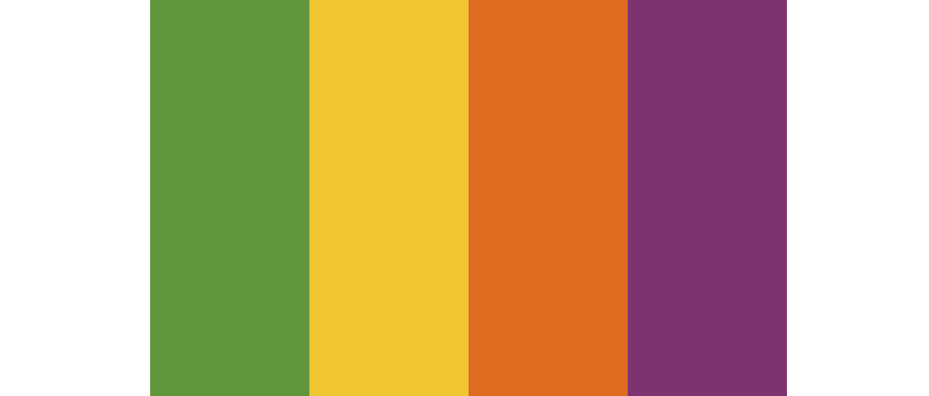 Green, Yellow, Orange & Plum wedding color palette
