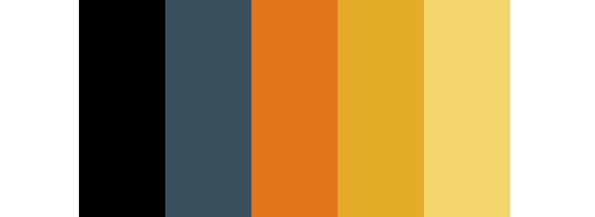 Black, Slate, Orange & Mustard wedding color palette