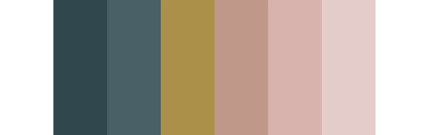 Dark Teal, Antique Gold & Dusty Rose wedding color palette