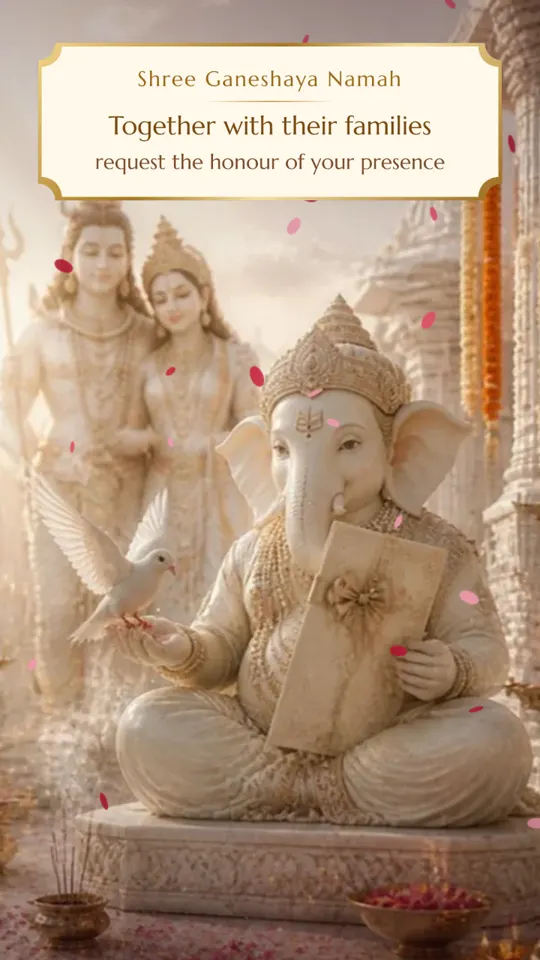 Ganesh Ashirwad · Ivory Temple luxury video wedding invitation