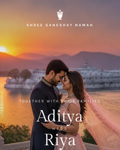 Destination Lakeside wedding invitation website in Desert Dusk