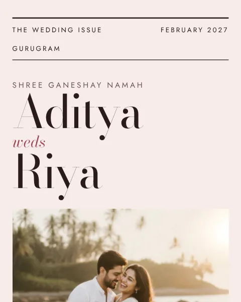 Minimal Editorial wedding invitation website in Blush Paper
