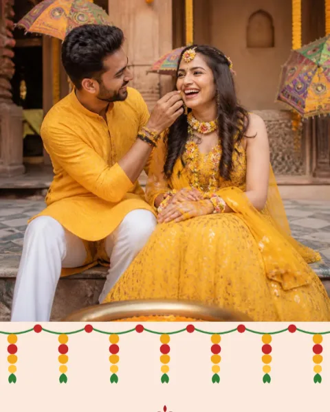 Mehendi & Haldi wedding invitation website in Bandhani Red
