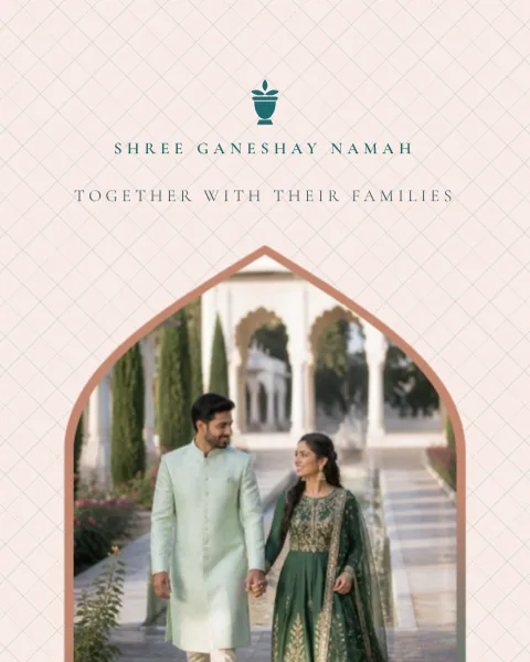 Mughal Garden wedding invitation website in Rosewater & Teal