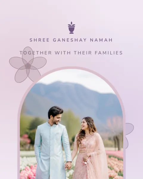Pastel Floral wedding invitation website in Lilac