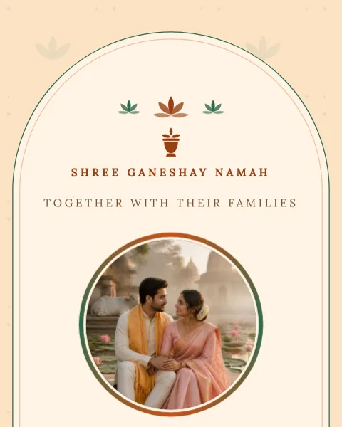 Pichwai wedding invitation website in Kesari Saffron