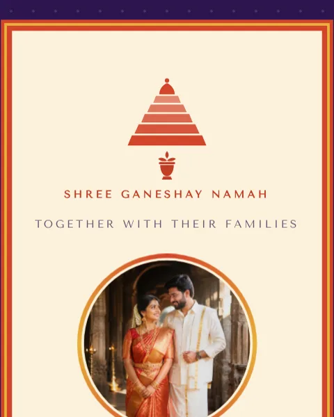 South Indian Temple wedding invitation website in Violet Silk