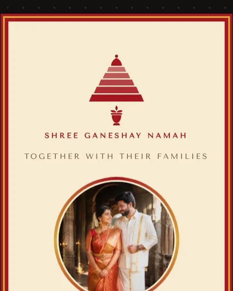 South Indian Temple wedding invitation website in Black & Gold